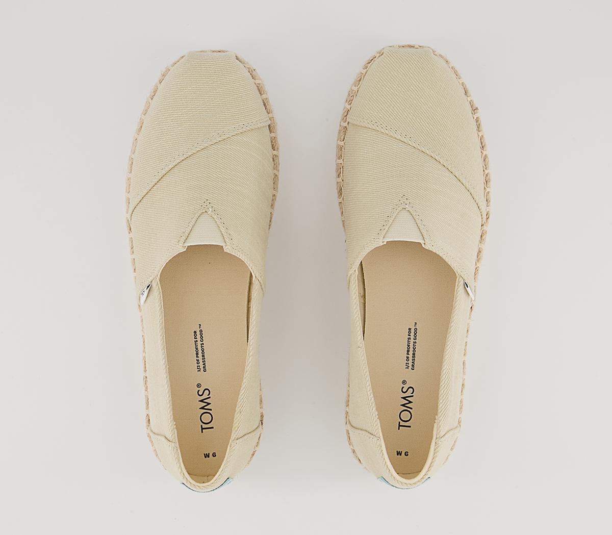 TOMS Alpargata Platform Rope Slip Ons Natural Heavy Twill - Flat Shoes ...