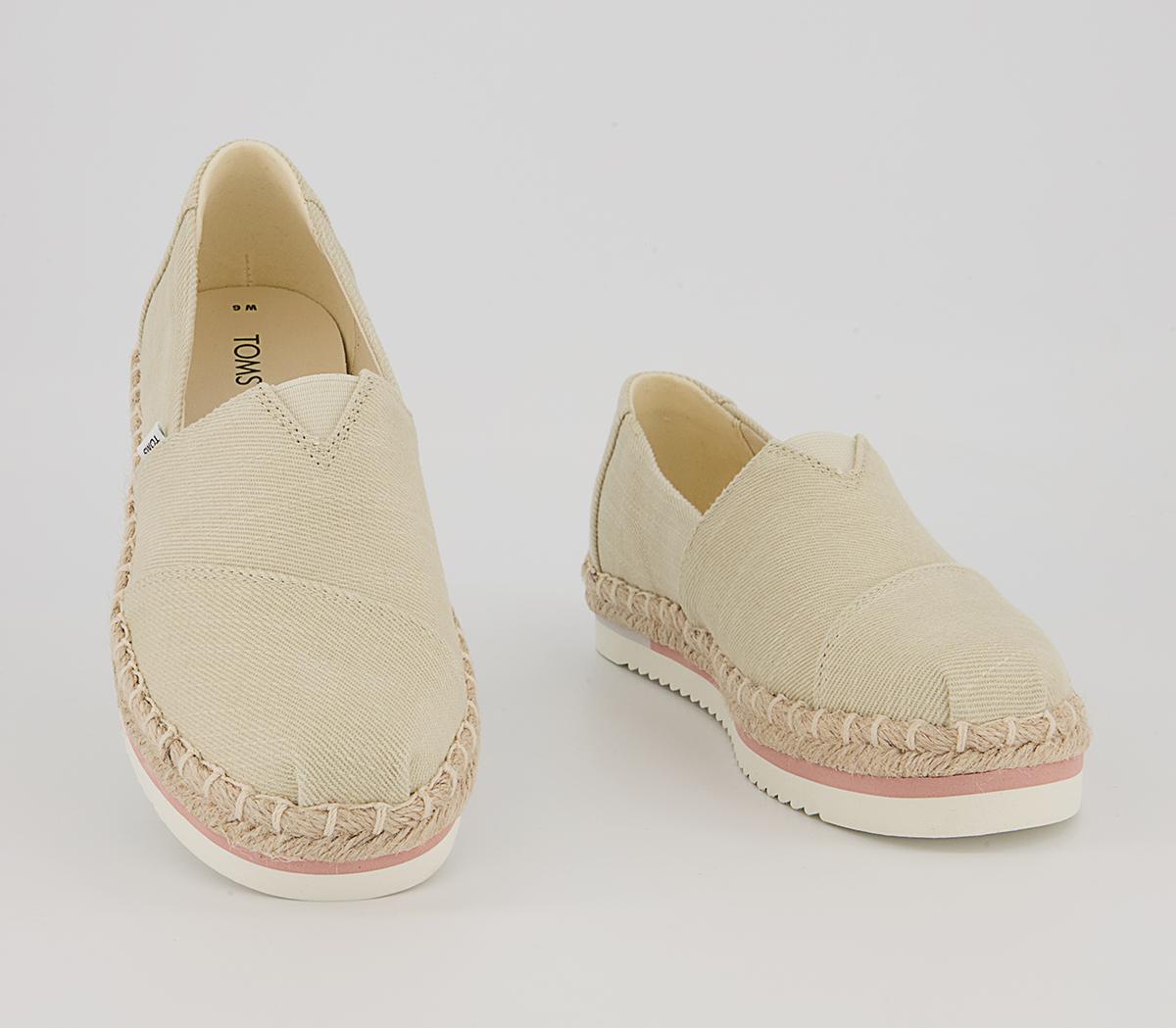 TOMS Alpargata Platform Rope Slip Ons TOMS Alpargata Platform Rope Slip Ons Natural Heavy Twill