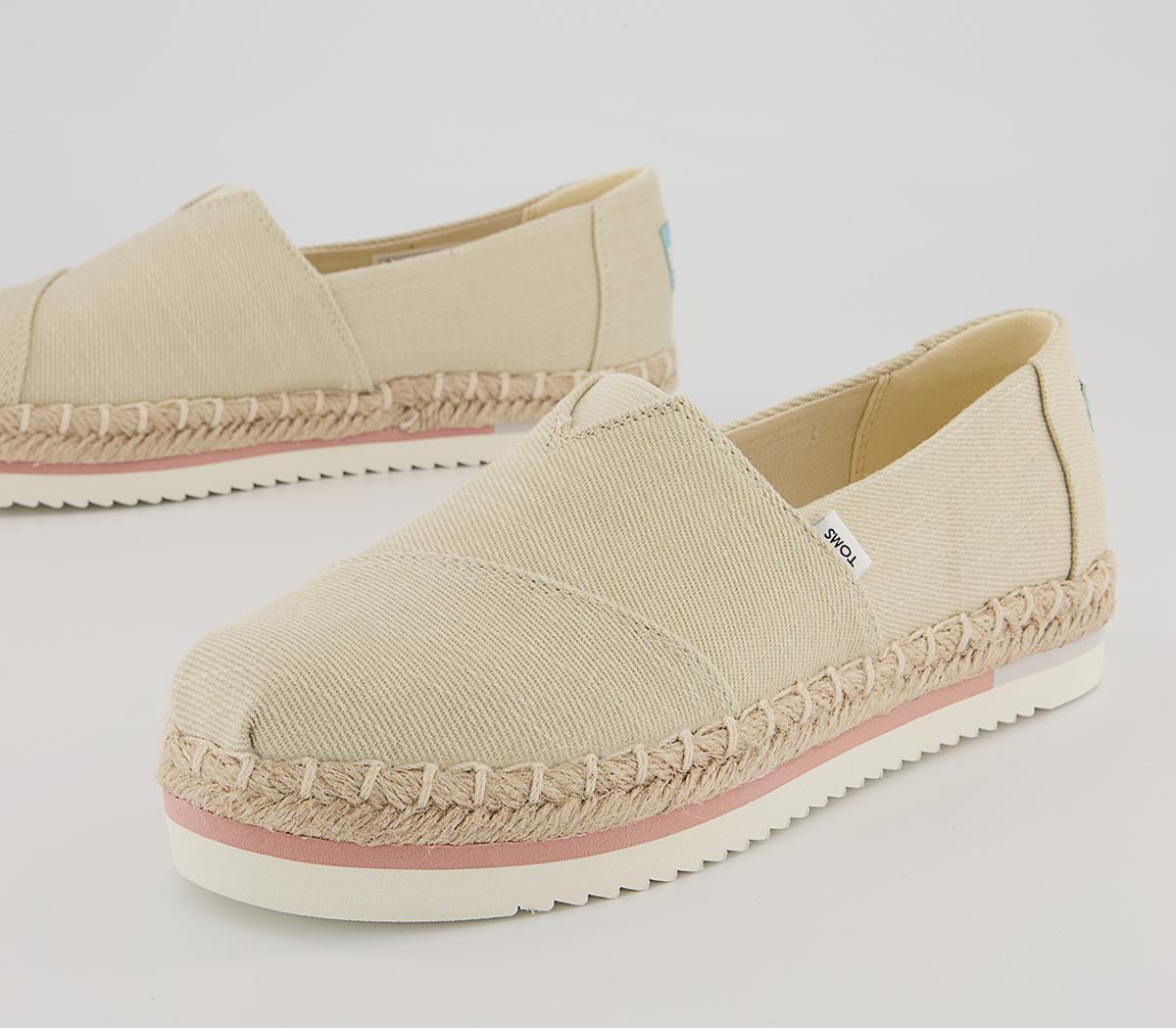 TOMS Alpargata Platform Rope Slip Ons TOMS Alpargata Platform Rope Slip Ons Natural Heavy Twill
