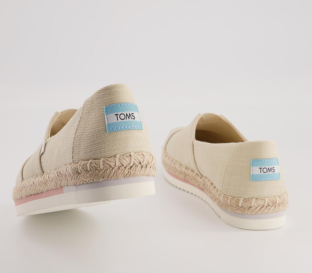TOMS Alpargata Platform Rope Slip Ons TOMS Alpargata Platform Rope Slip Ons Natural Heavy Twill