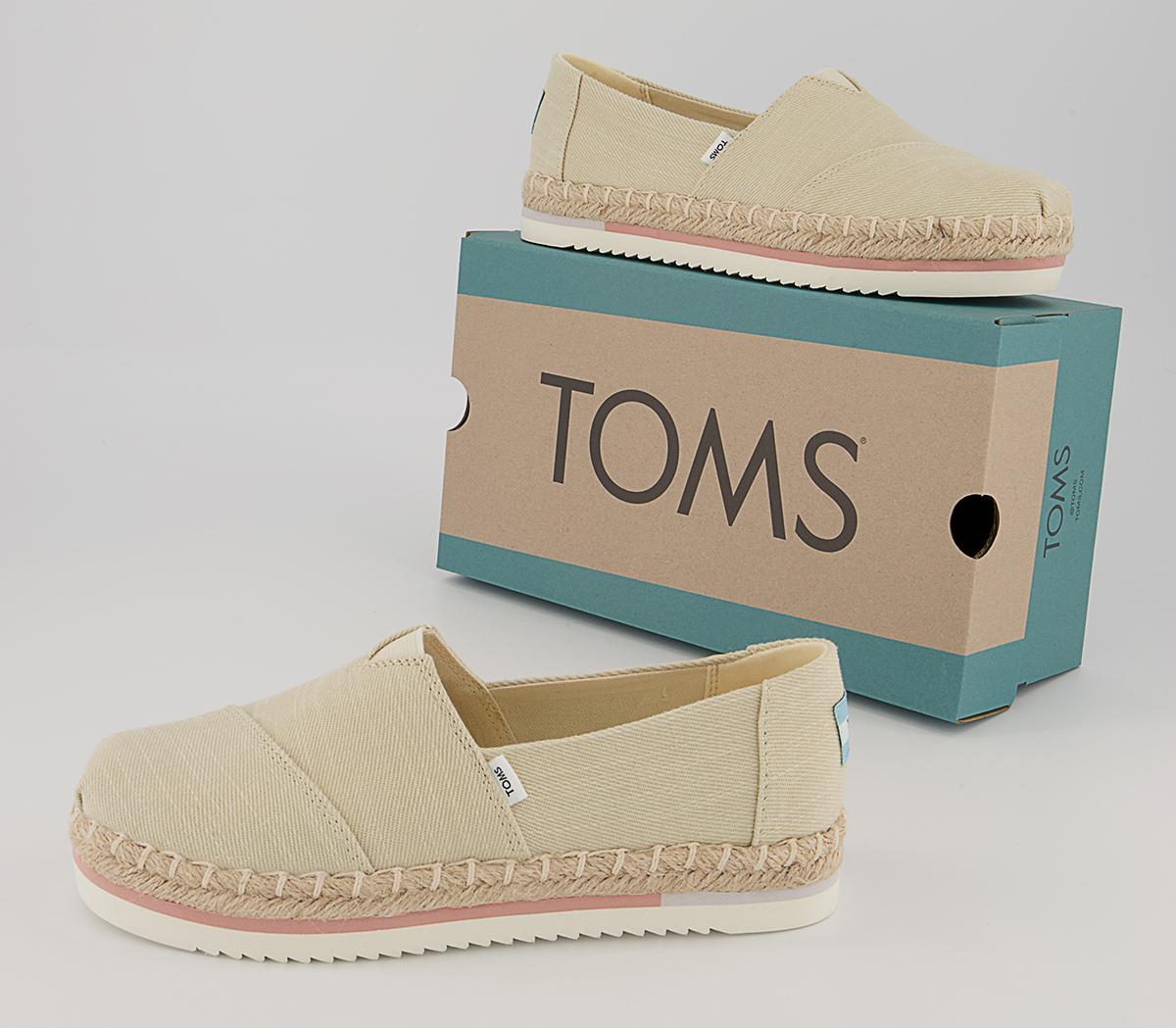 TOMS Alpargata Platform Rope Slip Ons TOMS Alpargata Platform Rope Slip Ons Natural Heavy Twill
