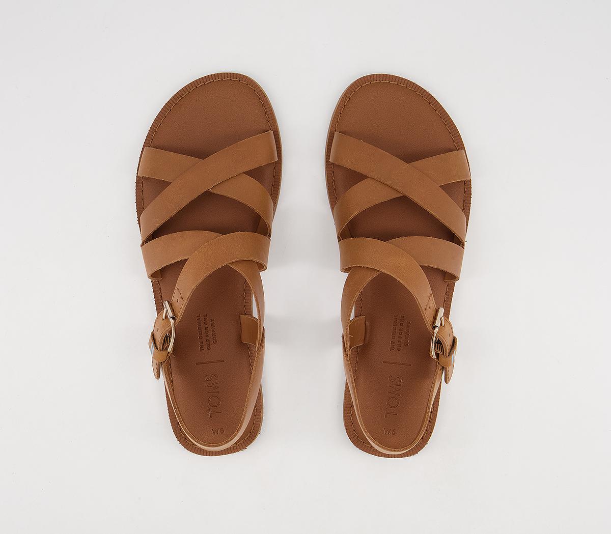 Toms Sicily Sandals Tan Leather Womens Sandals 1539