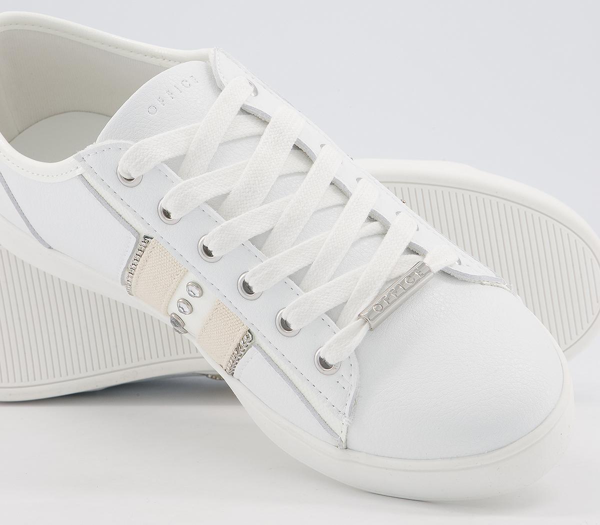 OFFICEFlustered Feature Lace Up Trainers OFFICEFlustered Feature Lace Up TrainersWhite Embellished
