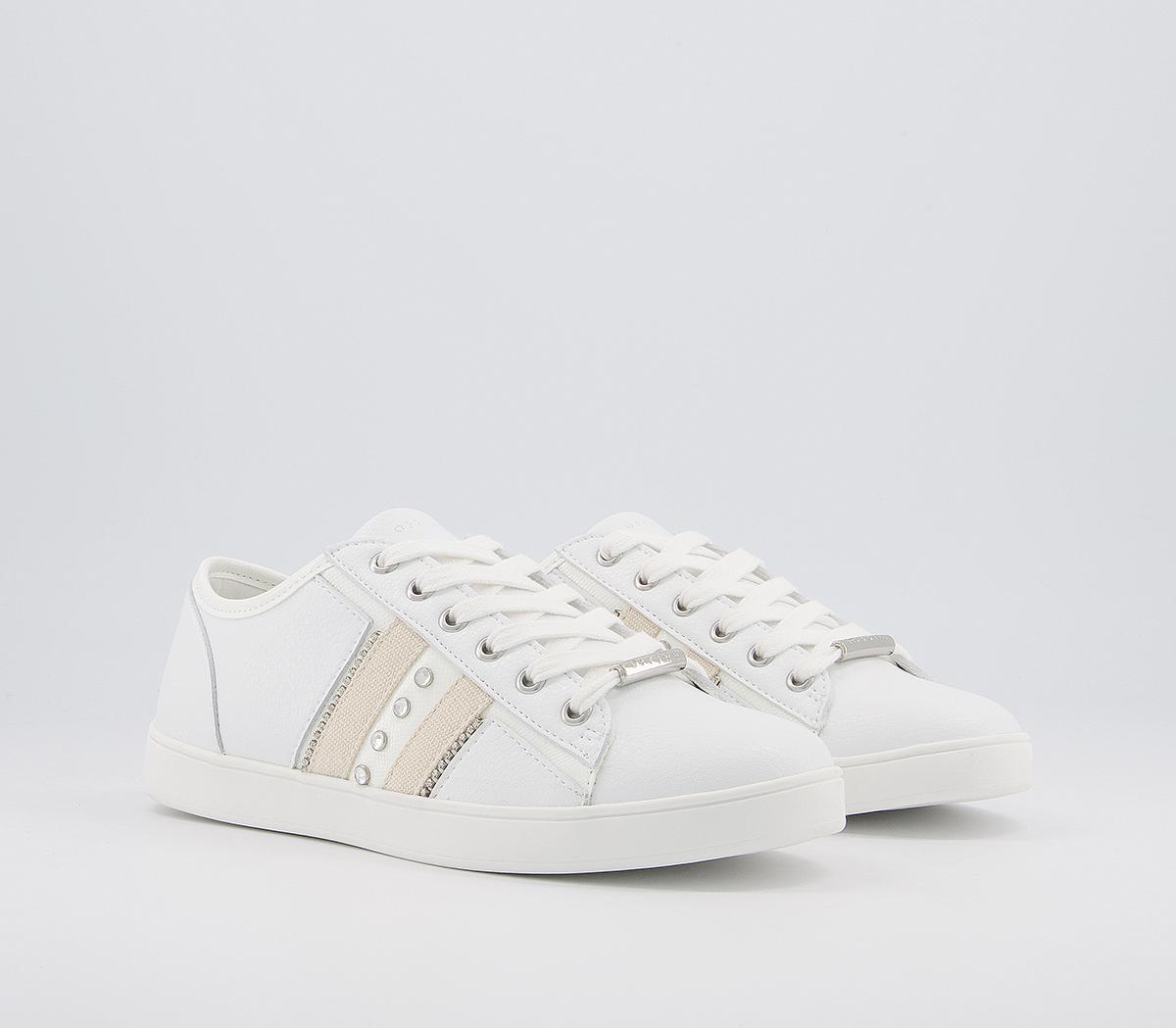 OFFICEFlustered Feature Lace Up Trainers OFFICEFlustered Feature Lace Up TrainersWhite Embellished