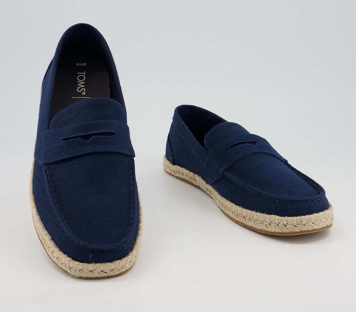 TOMS Stanford Rope Espadrilles Navy Suede - Men's Casual Shoes