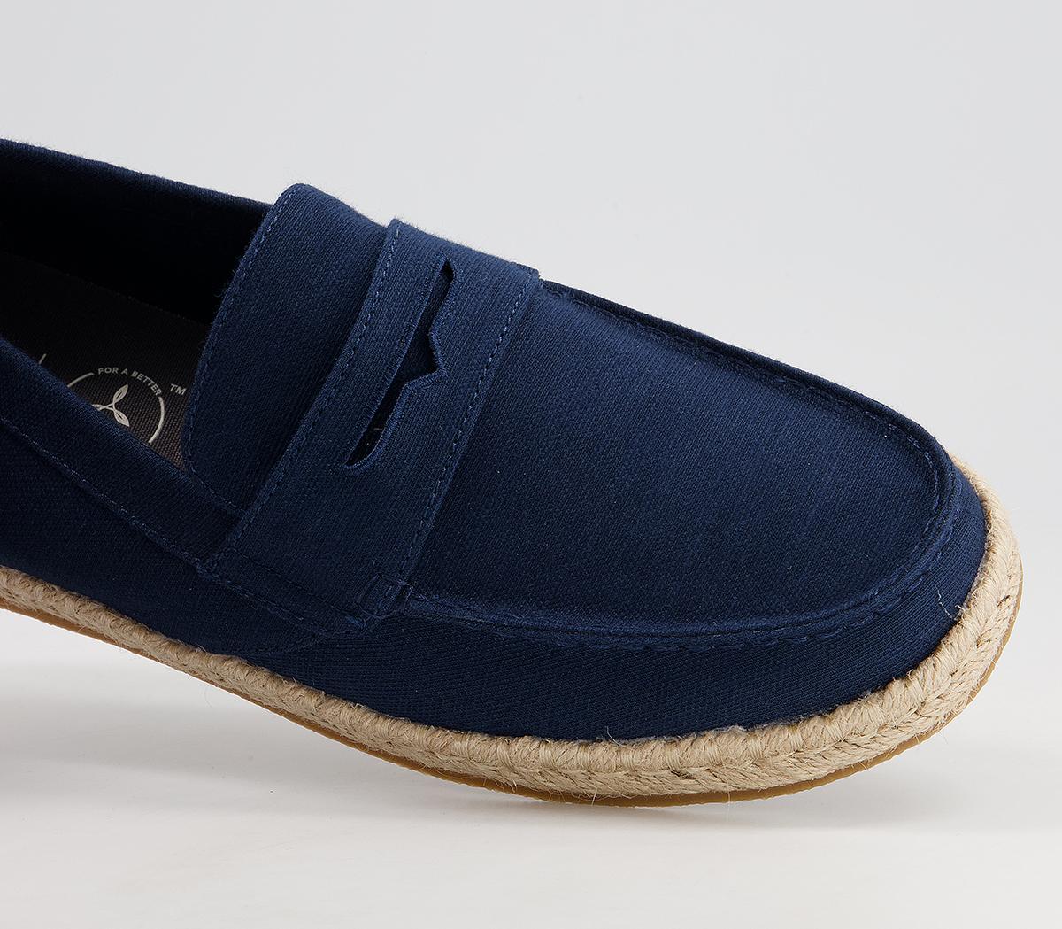 TOMS Stanford Rope Espadrilles Navy Suede - Men's Casual Shoes