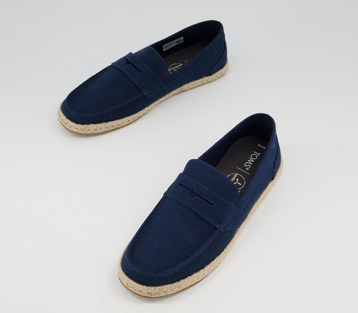 TOMS Stanford Rope Espadrilles Navy Suede - Men's Casual Shoes