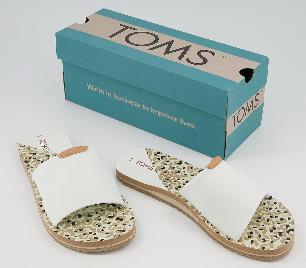TOMS Carly Slides TOMS Carly Slides White Jersey Cheetah