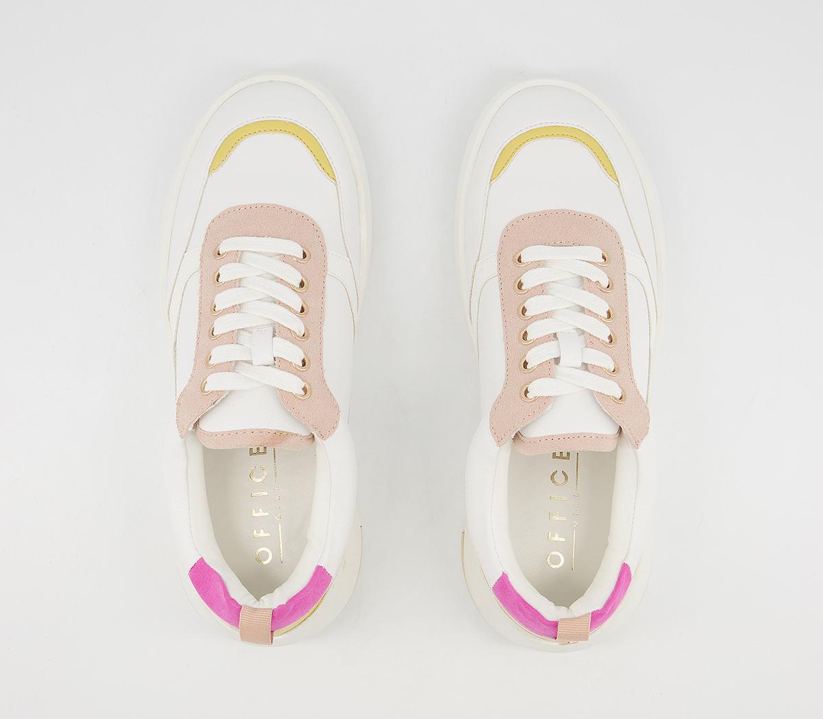 Office Flattering Chunky Lace Up Trainers Office Flattering Chunky Lace Up Trainers White Pink Yellow Mix