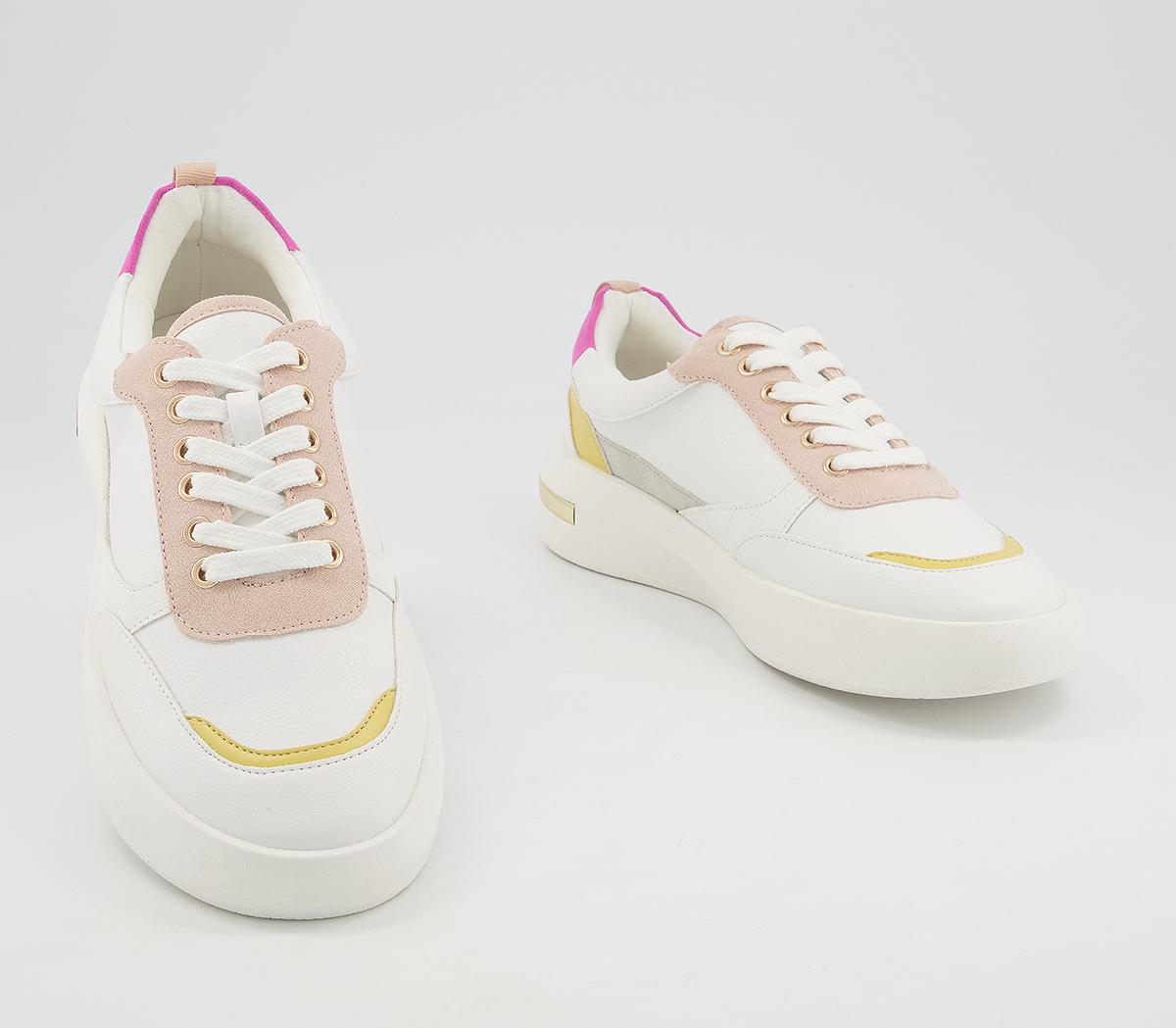 Office Flattering Chunky Lace Up Trainers Office Flattering Chunky Lace Up Trainers White Pink Yellow Mix