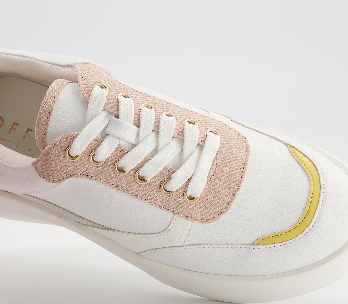 Office Flattering Chunky Lace Up Trainers Office Flattering Chunky Lace Up Trainers White Pink Yellow Mix