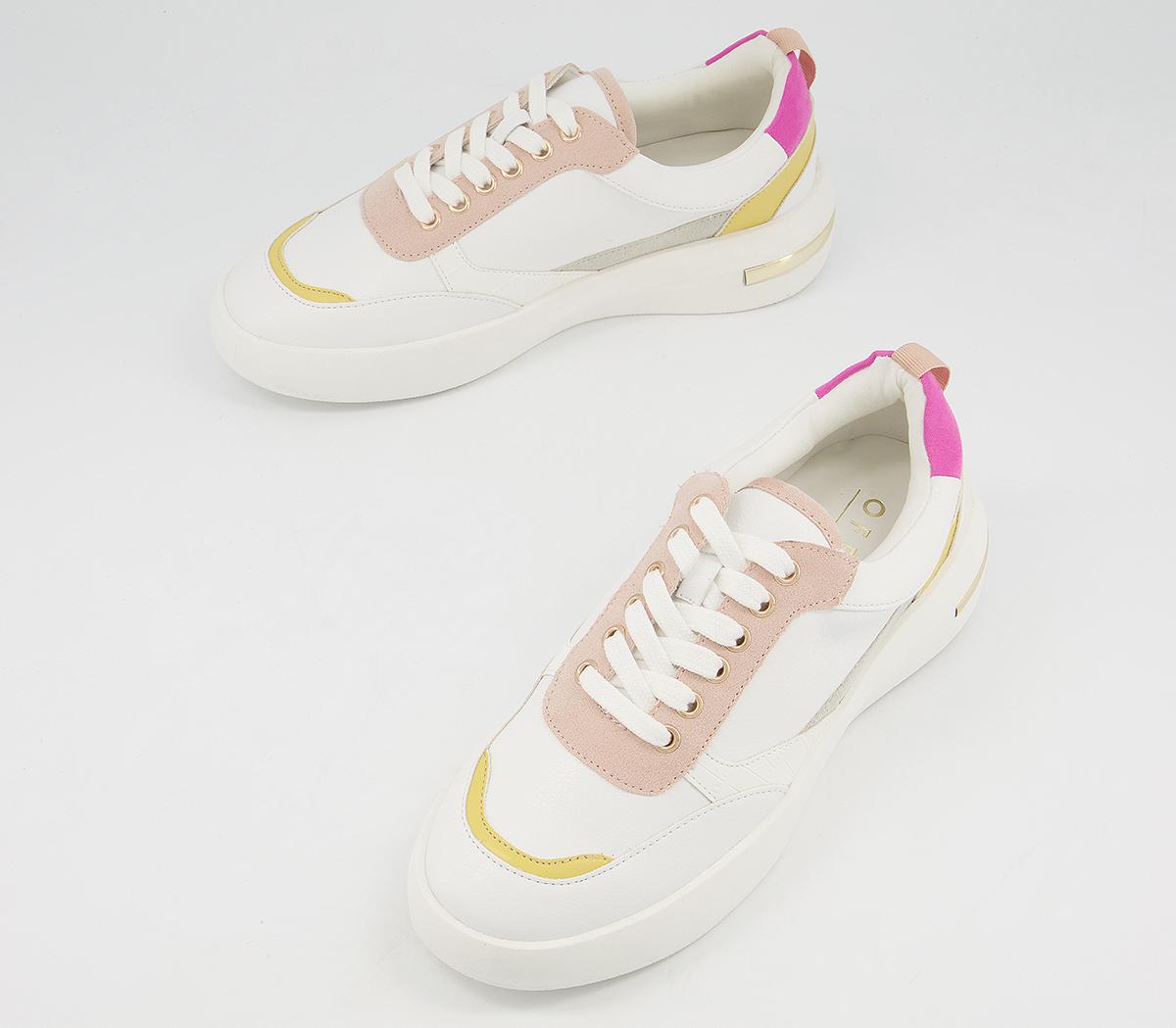 Office Flattering Chunky Lace Up Trainers Office Flattering Chunky Lace Up Trainers White Pink Yellow Mix