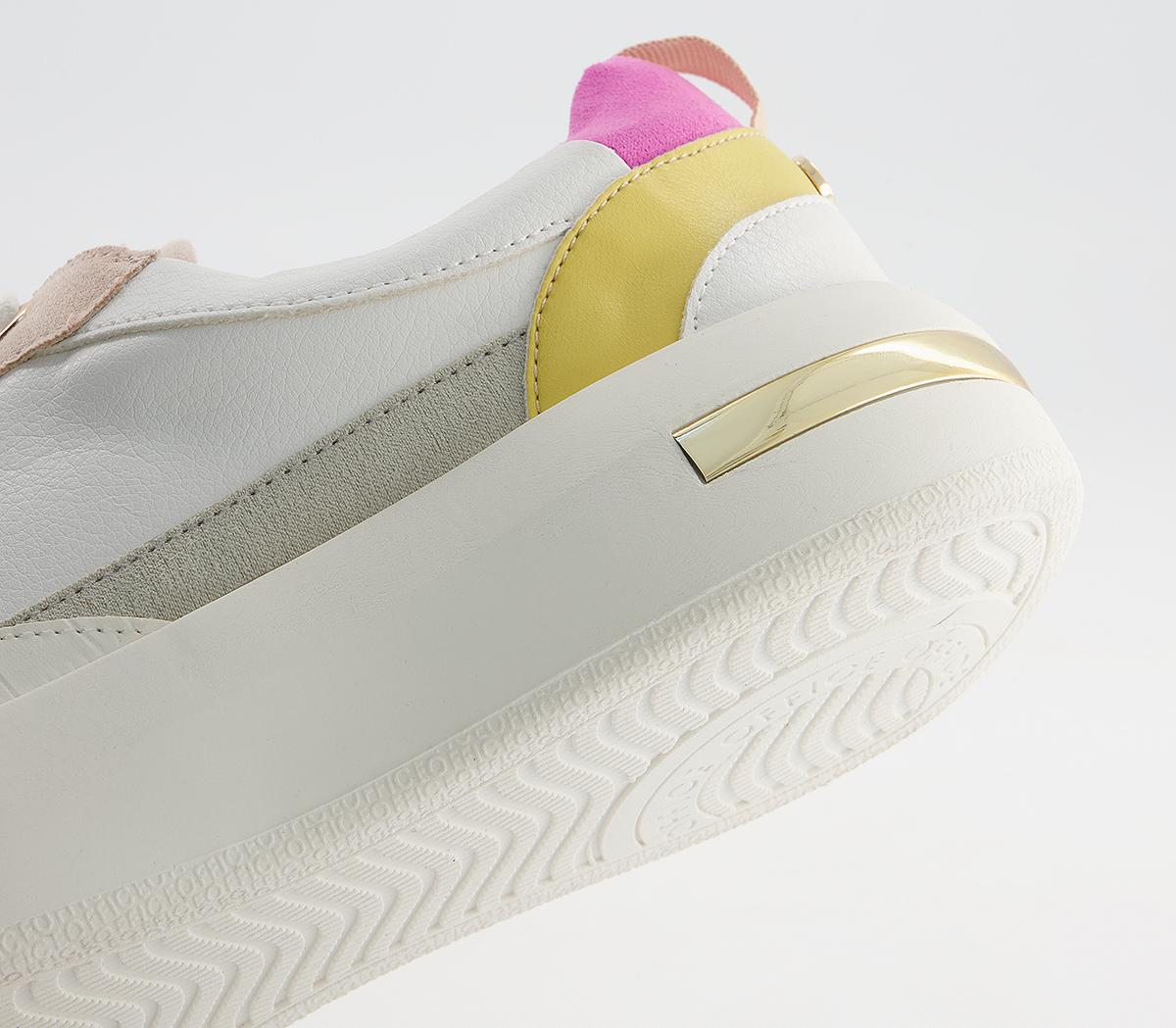 Office Flattering Chunky Lace Up Trainers Office Flattering Chunky Lace Up Trainers White Pink Yellow Mix