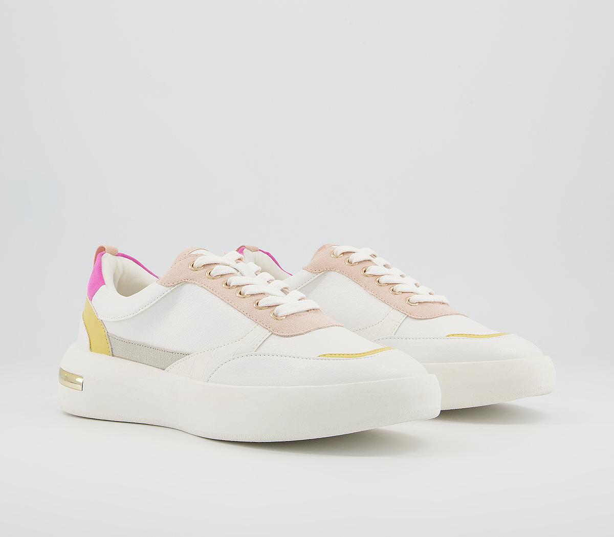 Office Flattering Chunky Lace Up Trainers Office Flattering Chunky Lace Up Trainers White Pink Yellow Mix