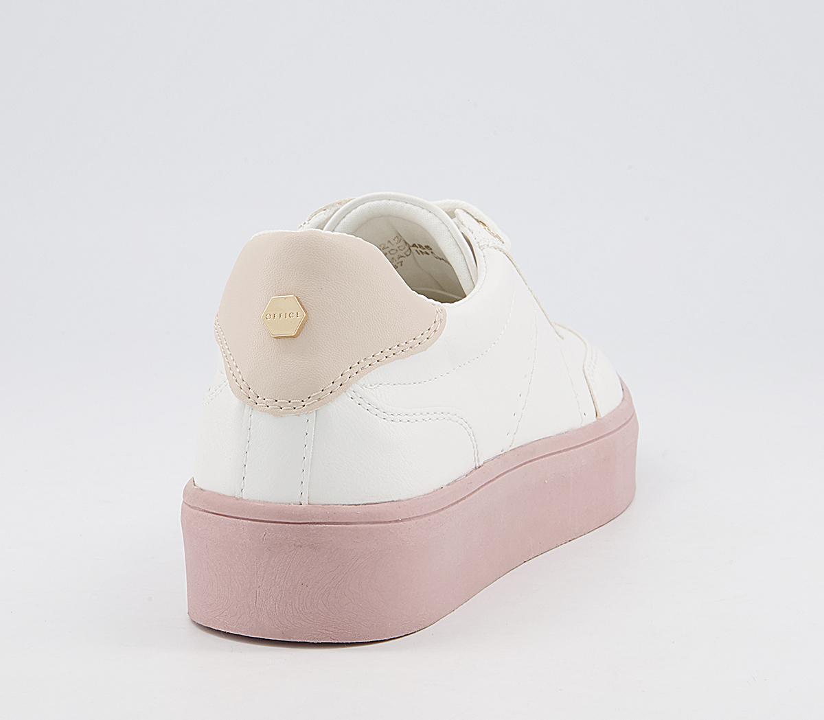 Office Foremost Lace Up Flatform Trainers Office Foremost Lace Up Flatform Trainers White Light Pink Sole
