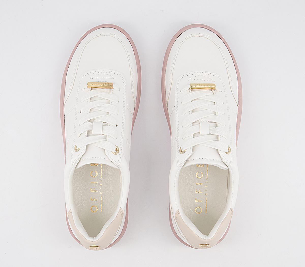 Office Foremost Lace Up Flatform Trainers Office Foremost Lace Up Flatform Trainers White Light Pink Sole