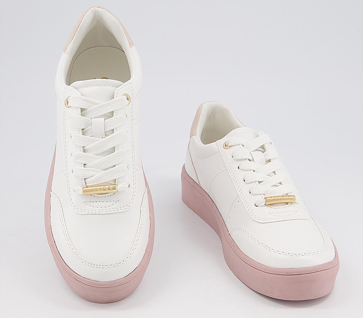 Office Foremost Lace Up Flatform Trainers Office Foremost Lace Up Flatform Trainers White Light Pink Sole