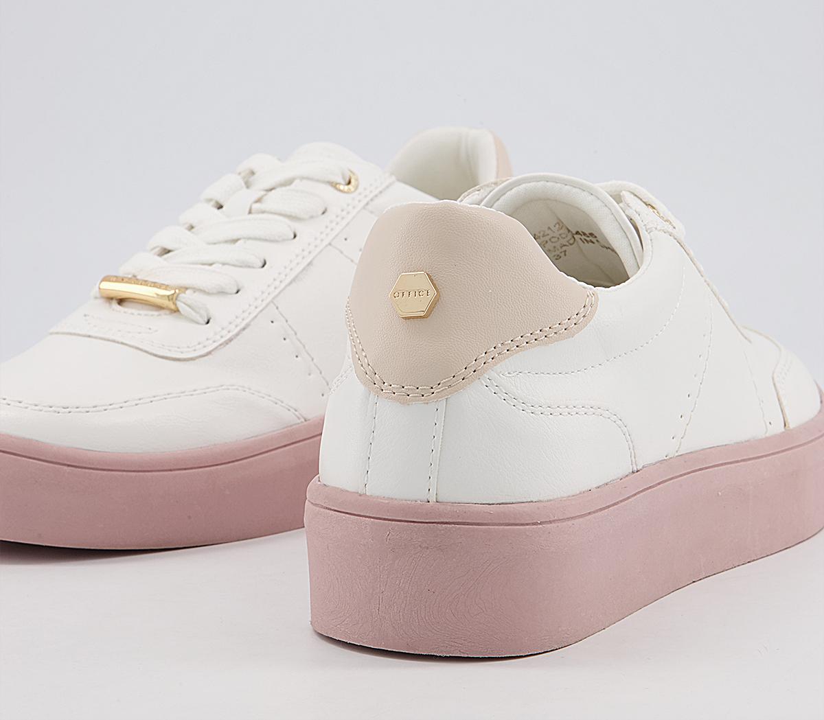 Office Foremost Lace Up Flatform Trainers Office Foremost Lace Up Flatform Trainers White Light Pink Sole