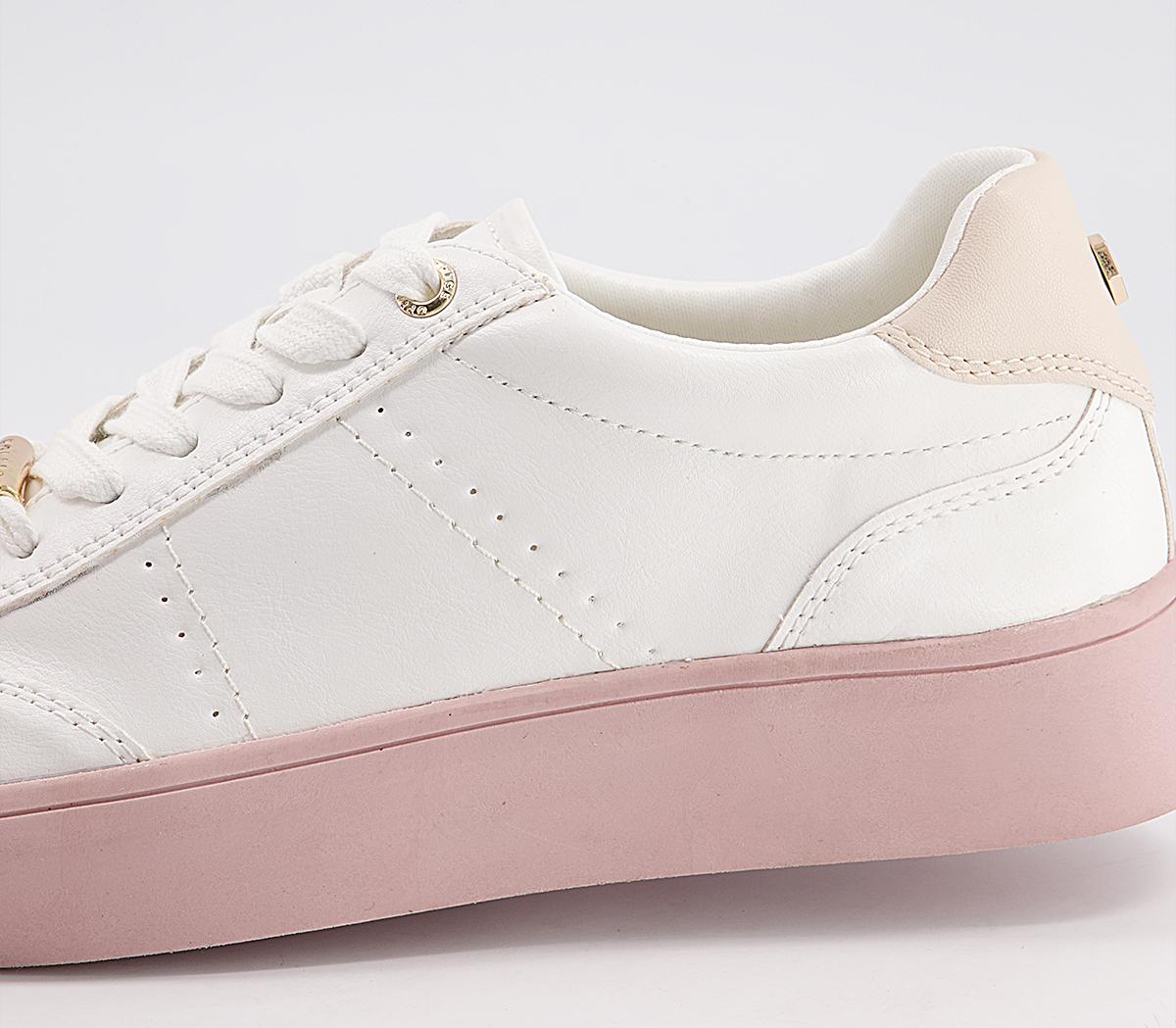 Office Foremost Lace Up Flatform Trainers Office Foremost Lace Up Flatform Trainers White Light Pink Sole