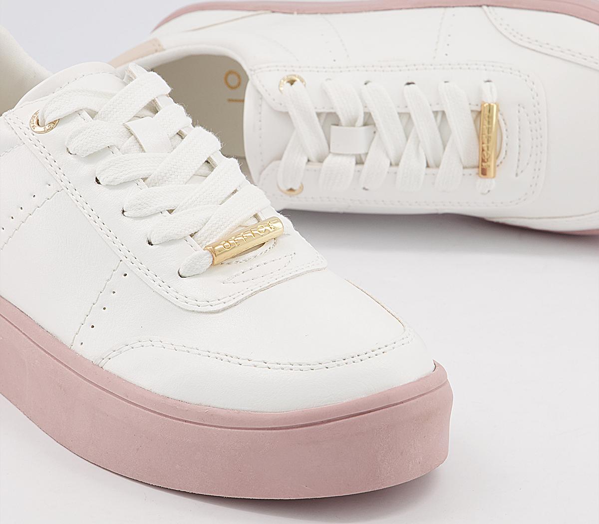 Office Foremost Lace Up Flatform Trainers Office Foremost Lace Up Flatform Trainers White Light Pink Sole
