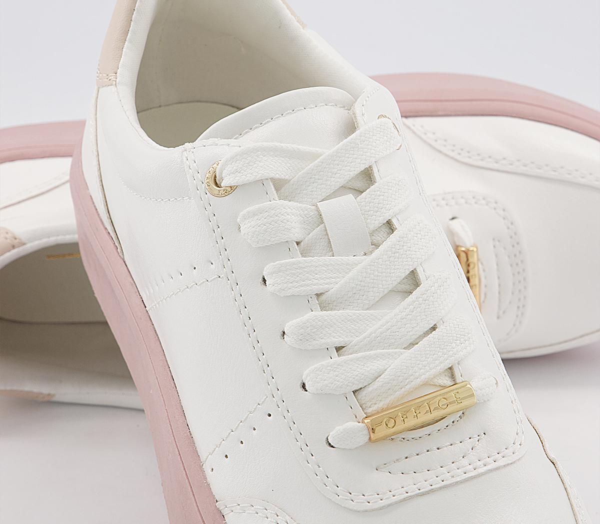 Office Foremost Lace Up Flatform Trainers Office Foremost Lace Up Flatform Trainers White Light Pink Sole