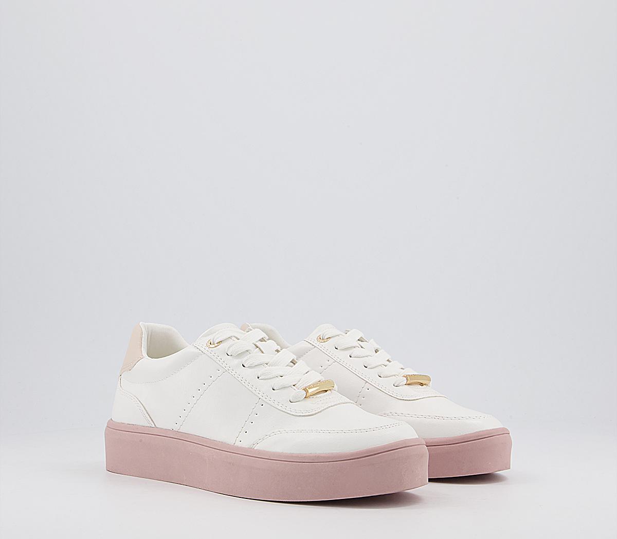 Office Foremost Lace Up Flatform Trainers Office Foremost Lace Up Flatform Trainers White Light Pink Sole