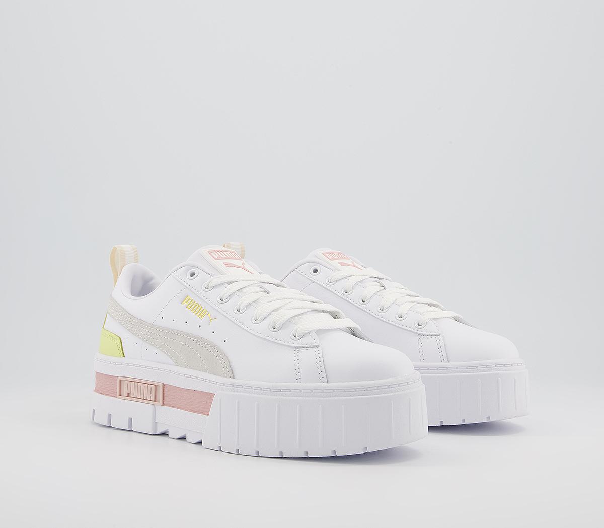 PUMA Mayze Trainers White Peach Yellow White - Women's Trainers