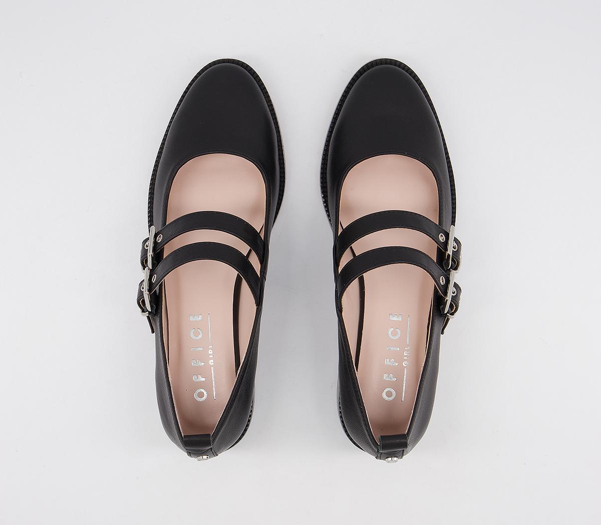 OFFICEFlush Double Strap Mary Jane Flats OFFICEFlush Double Strap Mary Jane FlatsBlack Leather