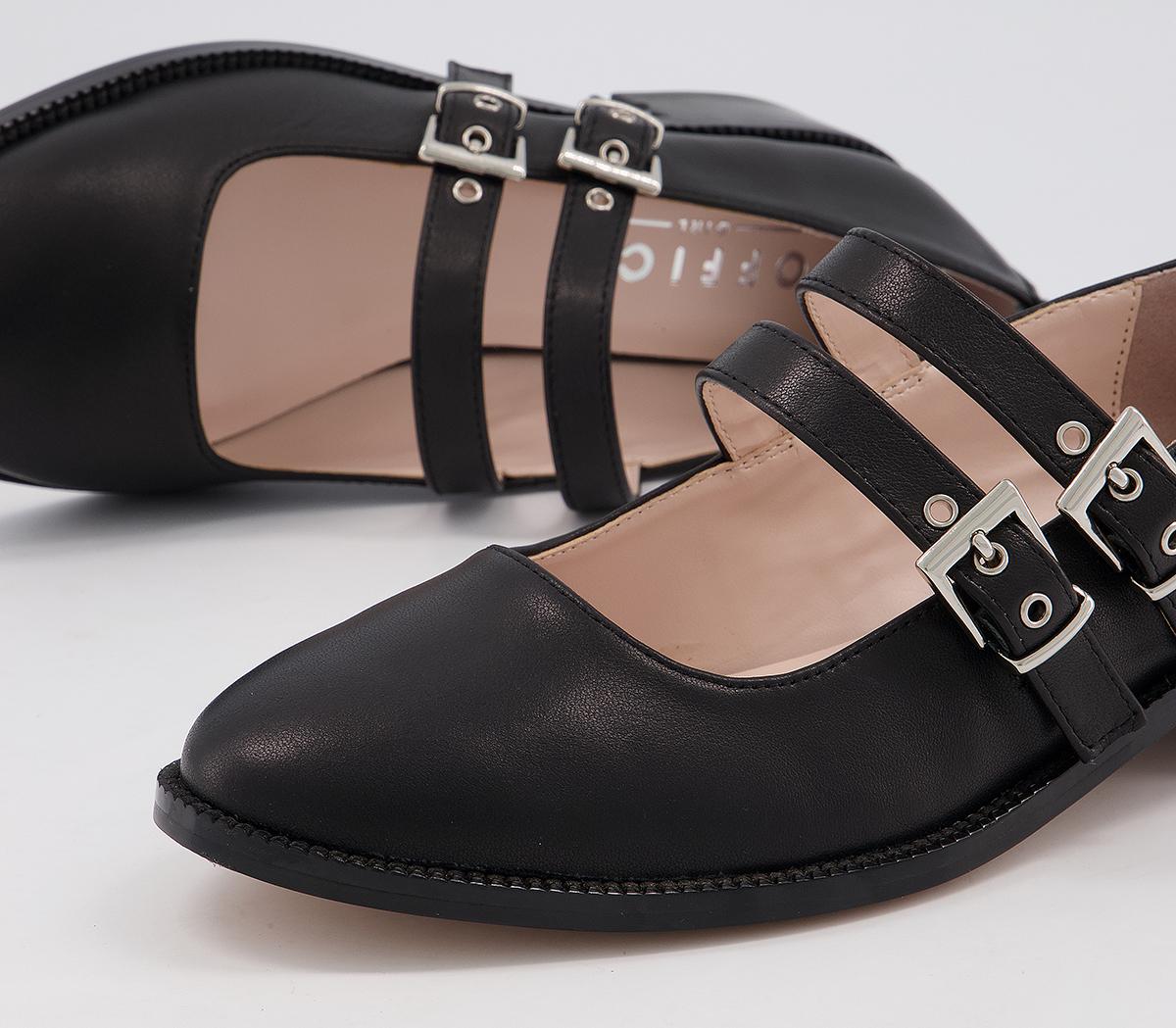 OFFICEFlush Double Strap Mary Jane Flats OFFICEFlush Double Strap Mary Jane FlatsBlack Leather