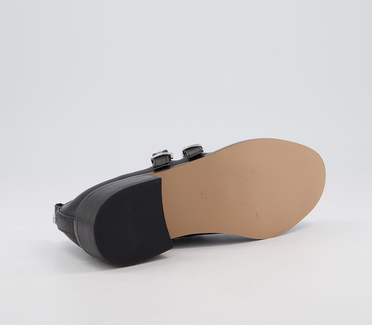 OFFICEFlush Double Strap Mary Jane FlatsBlack Leather