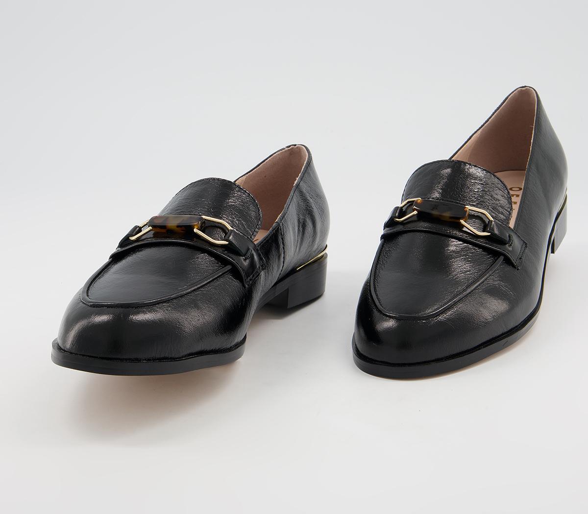 OFFICE First Hand Snaffle Trim Loafer Shoes Black Leather - Flat Shoes ...