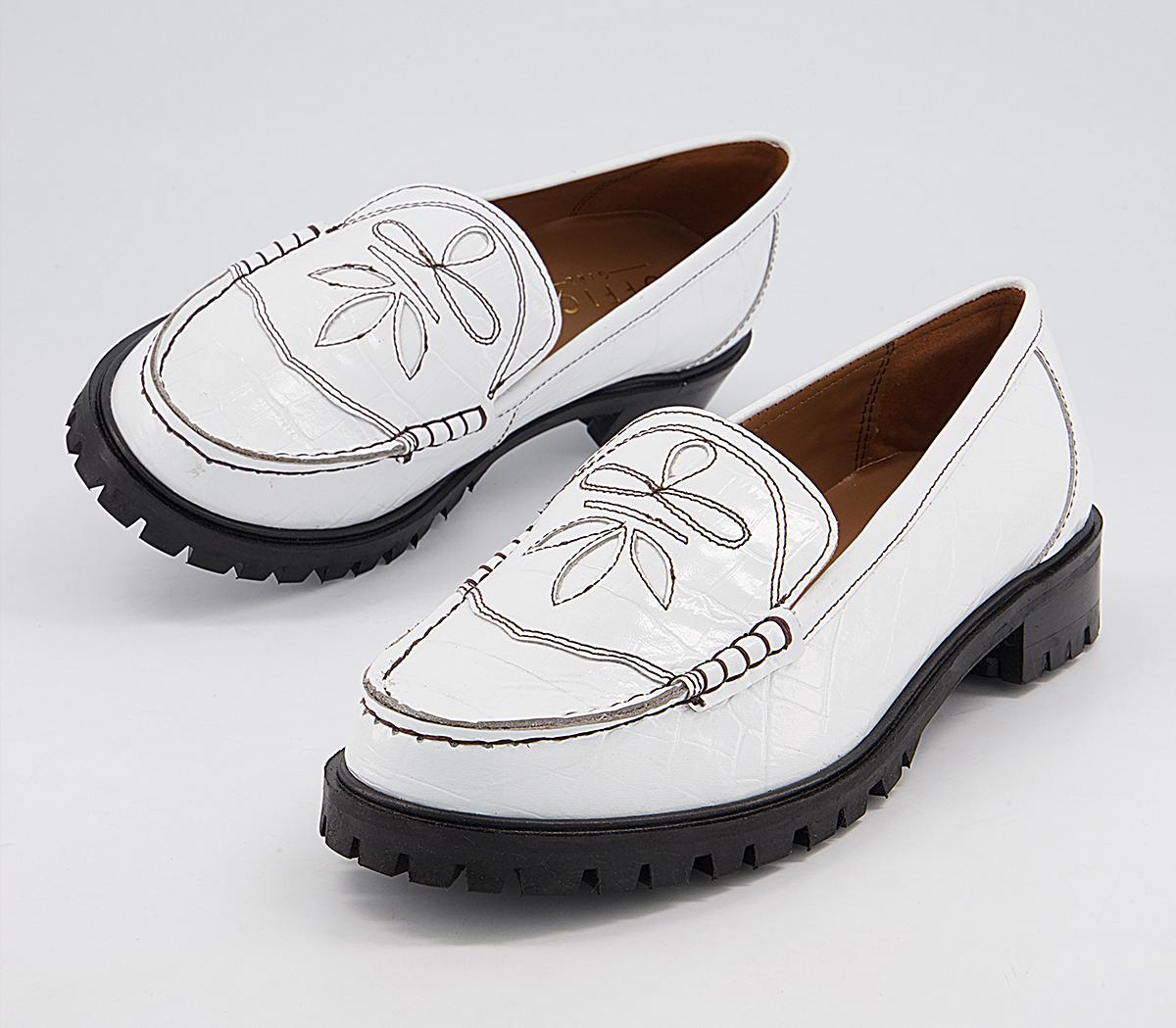 Office Forgiveable Embroidered Drivers Office Forgiveable Embroidered Drivers White Leather