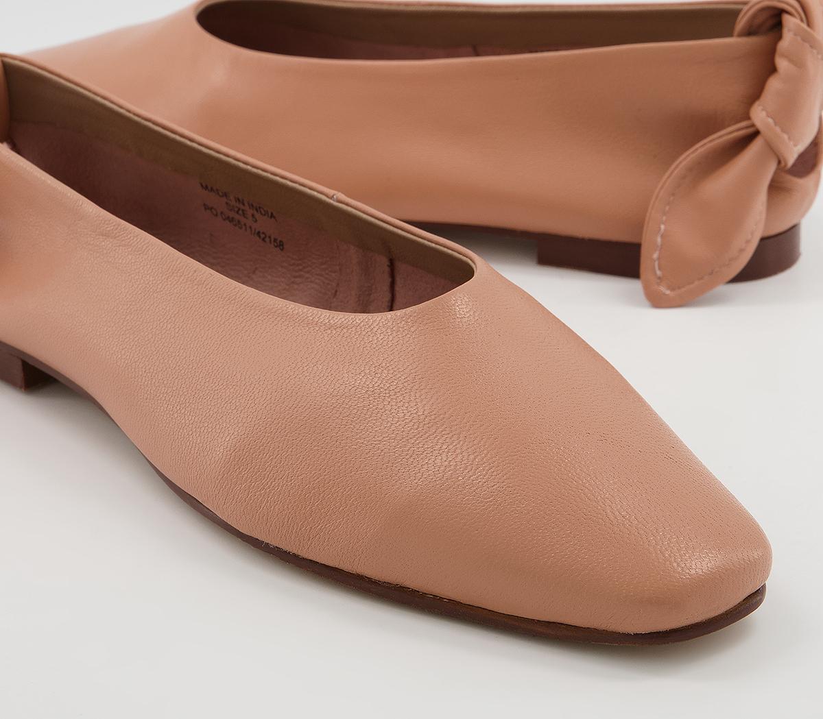 Office Fleeting Soft Bow Square Ballet Shoes Office Fleeting Soft Bow Square Ballet Shoes Pink Leather