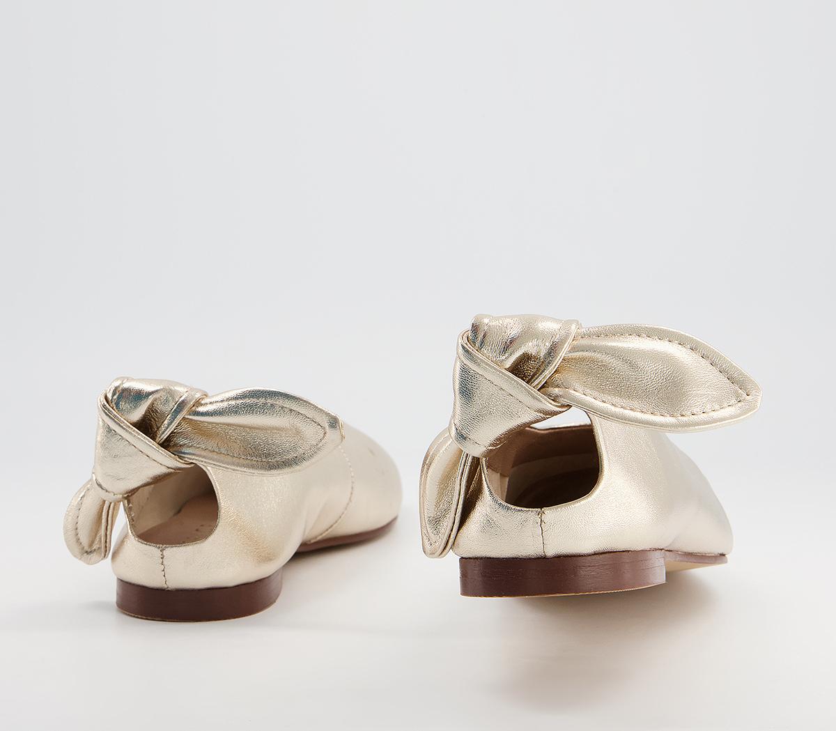 Office Fleeting Soft Bow Square Ballet Shoes Office Fleeting Soft Bow Square Ballet Shoes Gold Metallic Leather