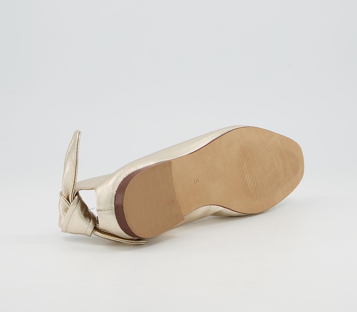 Office Fleeting Soft Bow Square Ballet Shoes Office Fleeting Soft Bow Square Ballet Shoes Gold Metallic Leather