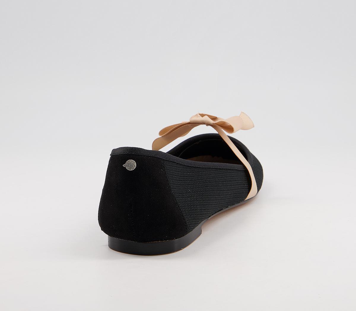 Office Flowing Bow Strap Ballet Flats Office Flowing Bow Strap Ballet Flats Black Knit Nude Mix