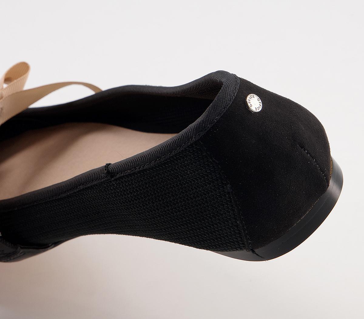 Office Flowing Bow Strap Ballet Flats Office Flowing Bow Strap Ballet Flats Black Knit Nude Mix