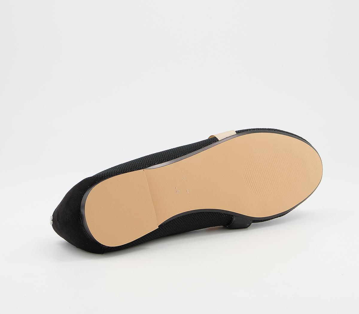 Office Flowing Bow Strap Ballet Flats Office Flowing Bow Strap Ballet Flats Black Knit Nude Mix