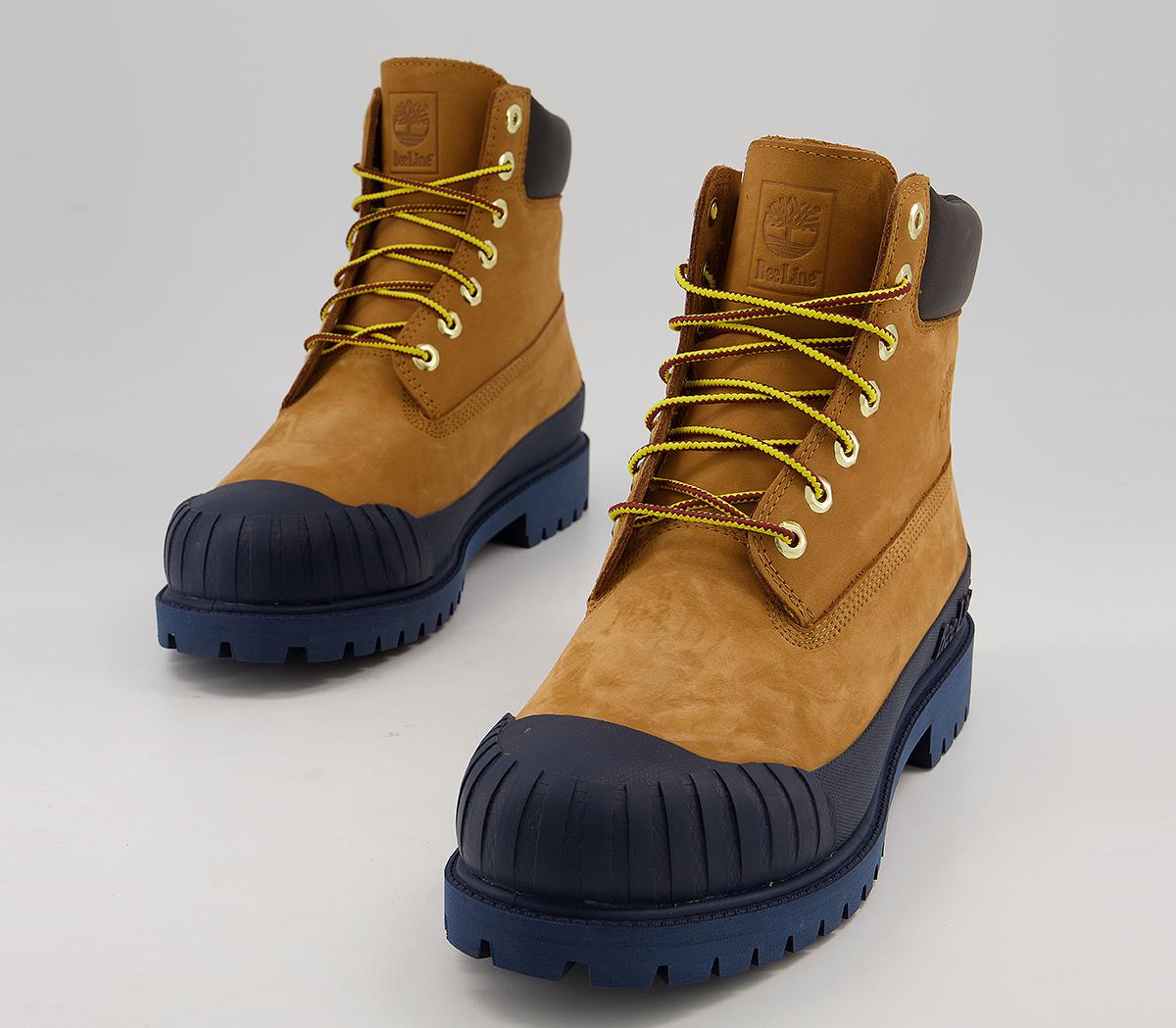 Timberland 6 In Premium Rubber Toe Boots Wheat Navy - Men's Boots