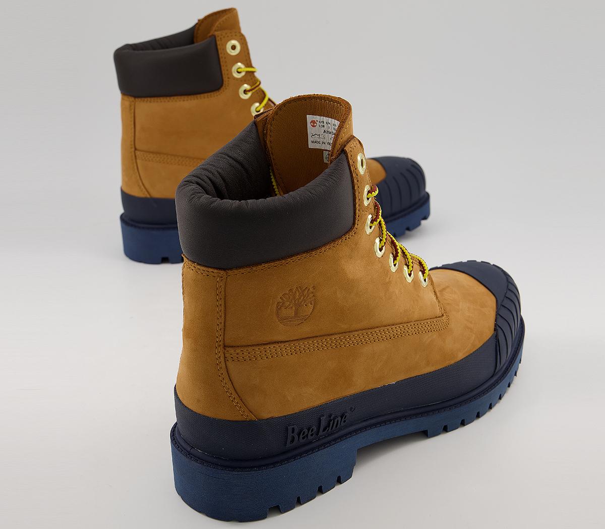 Timberland 6 In Premium Rubber Toe Boots Wheat Navy - Men's Boots