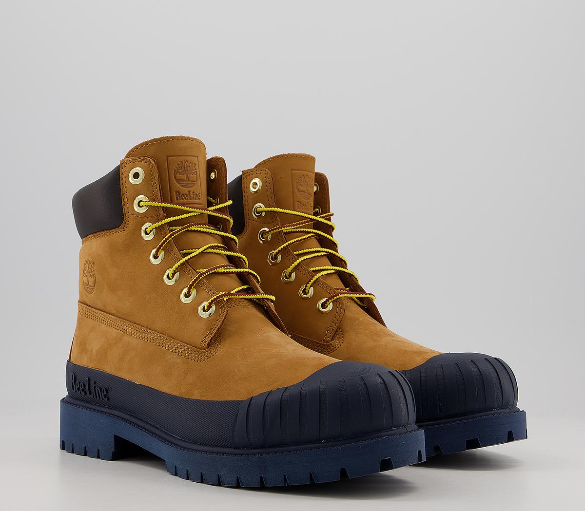 Timberland 6 In Premium Rubber Toe Boots Wheat Navy - Men's Boots