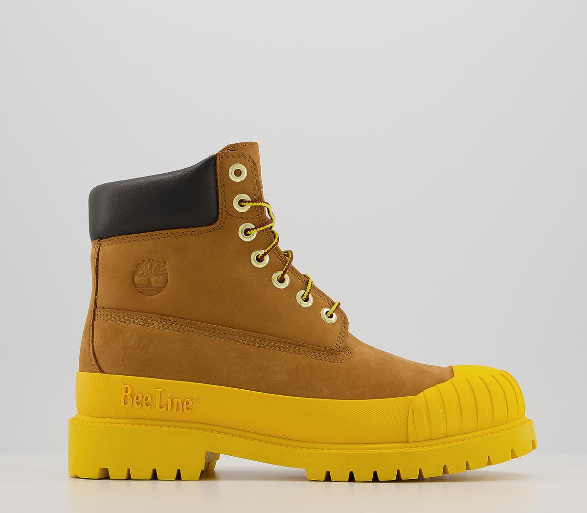 timberlands with yellow rubber