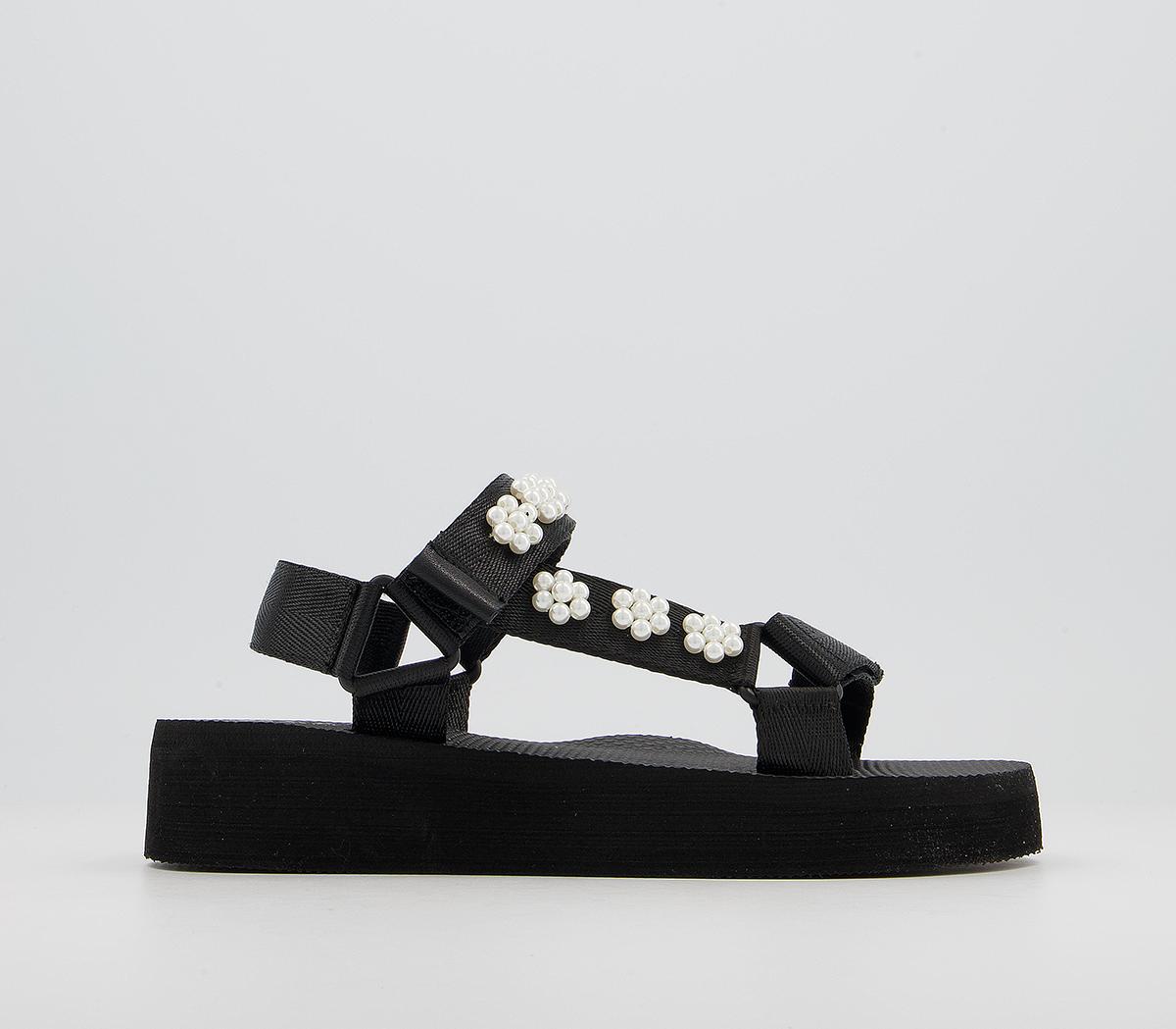 OFFICESaintly Sports SandalsBlack With Embellishment