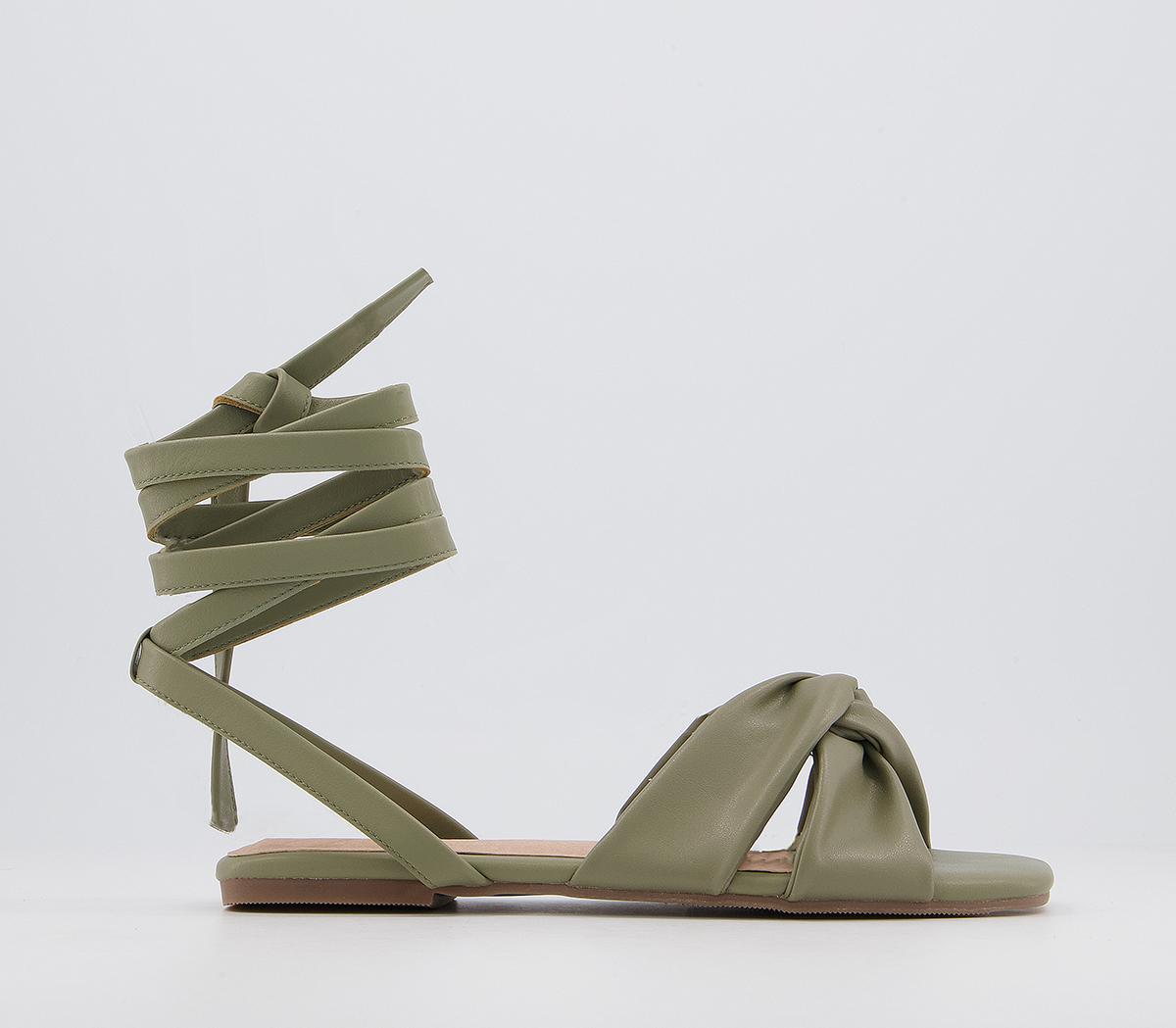 OFFICESincerely Soft Ankle Tie SandalsSage Green
