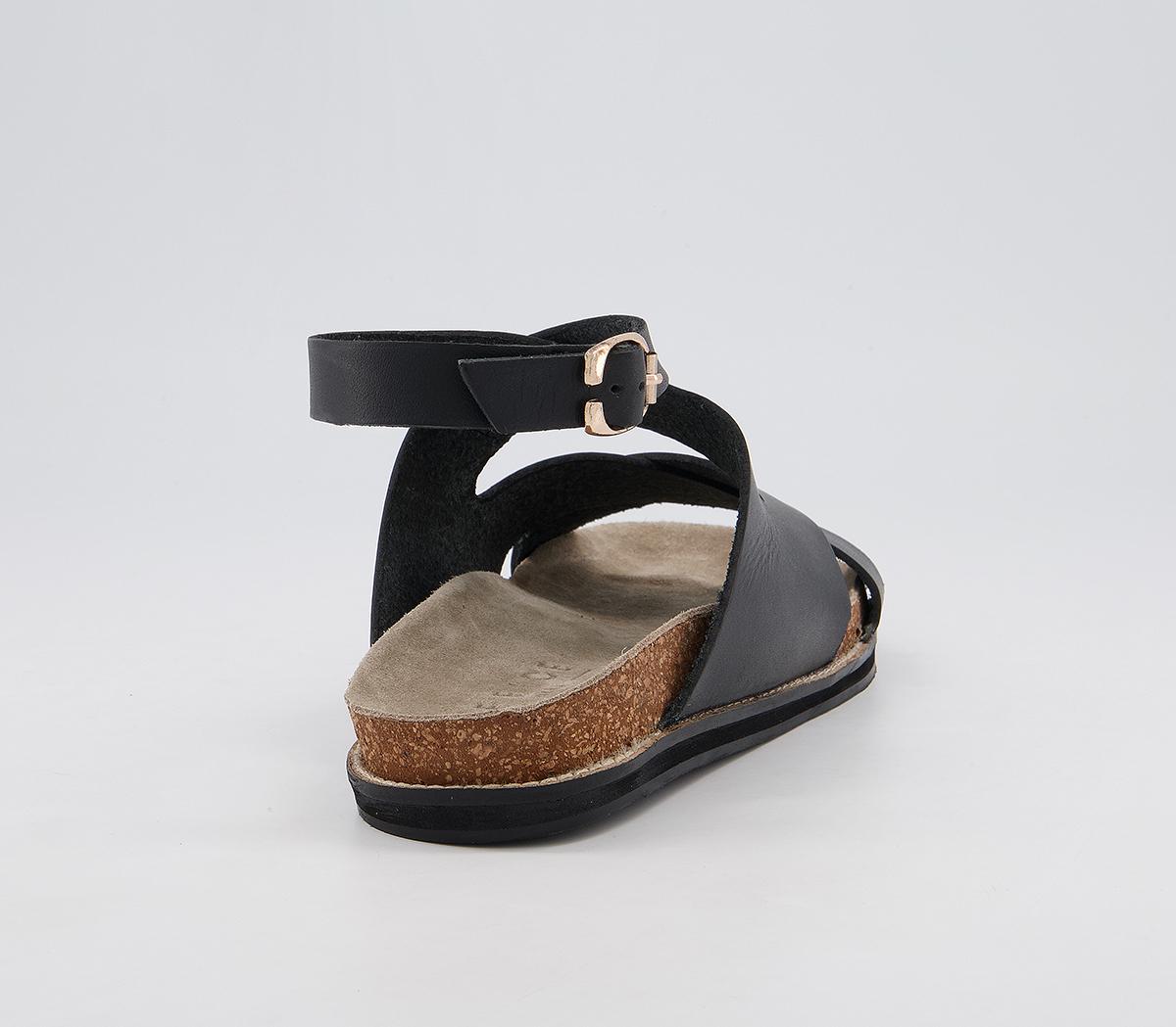 OFFICE Scenic Footbed Sandals Black Leather Women’s Sandals