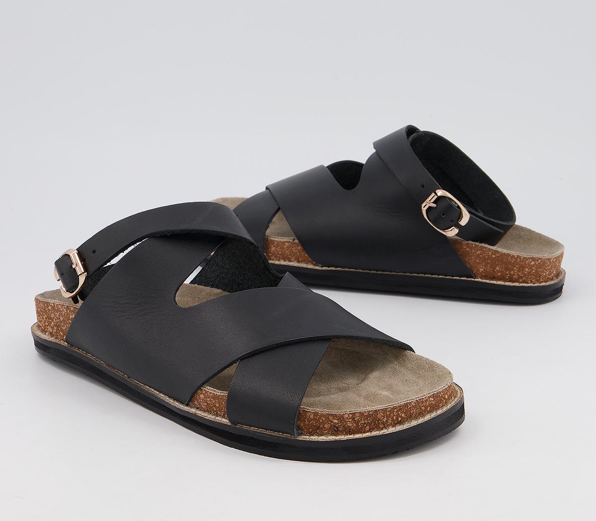 OFFICE Scenic Footbed Sandals Black Leather - Women’s Sandals