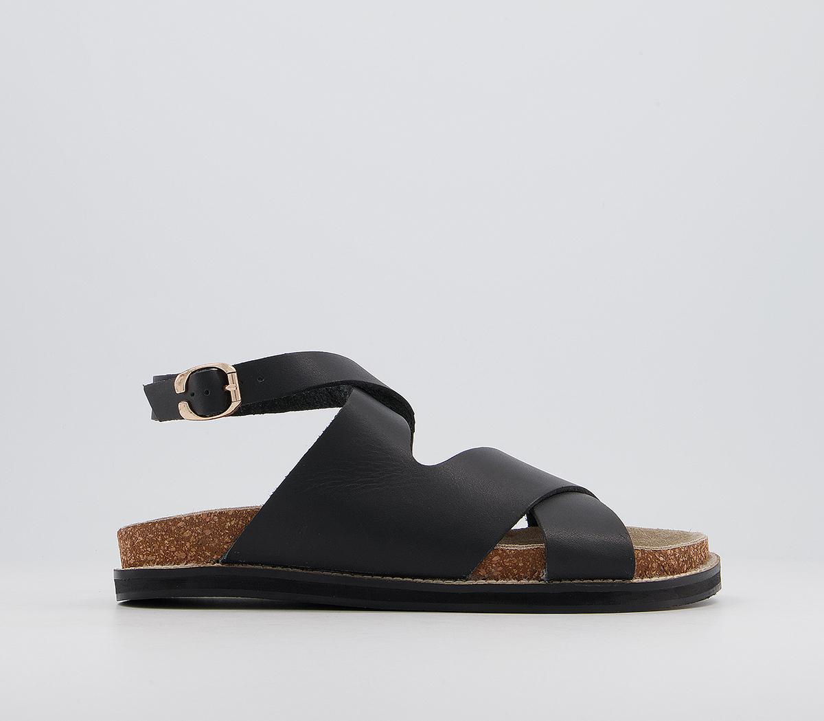 OFFICEScenic Footbed SandalsBlack Leather