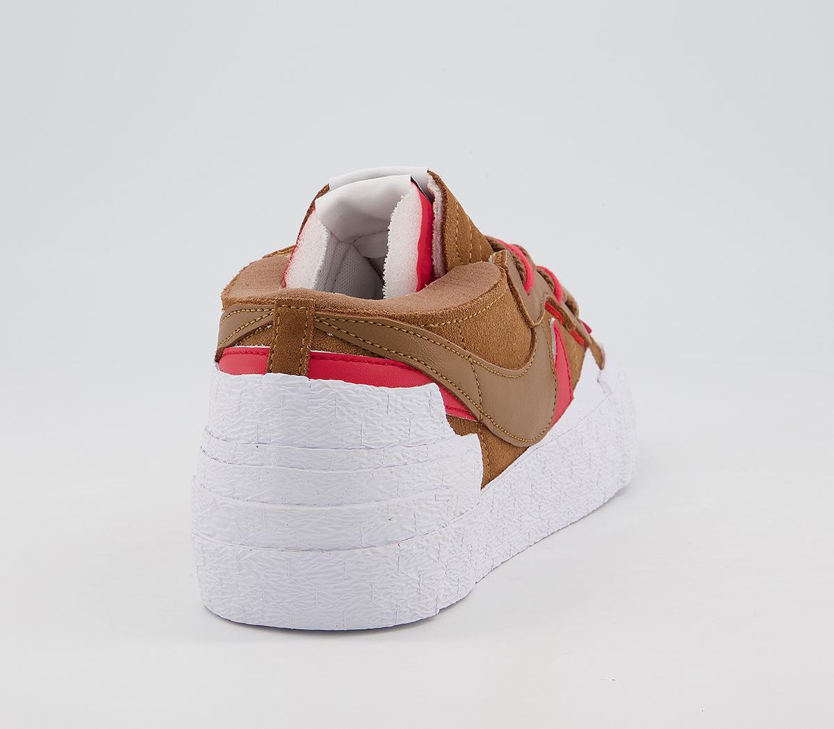 NikeBlazer Low SacaiLight British Tan University Red White