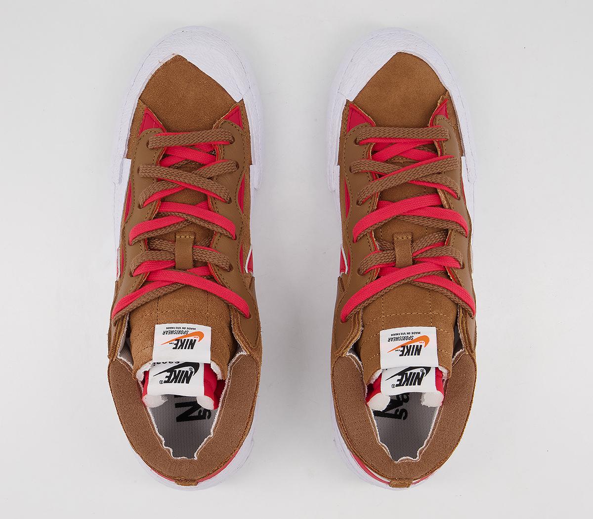 NikeBlazer Low SacaiLight British Tan University Red White