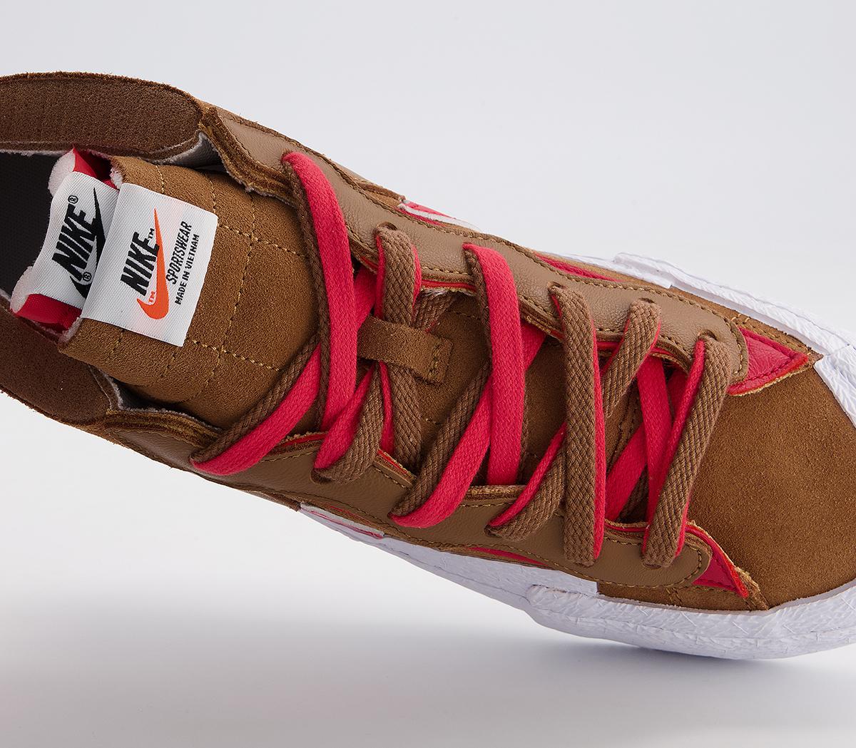 NikeBlazer Low SacaiLight British Tan University Red White